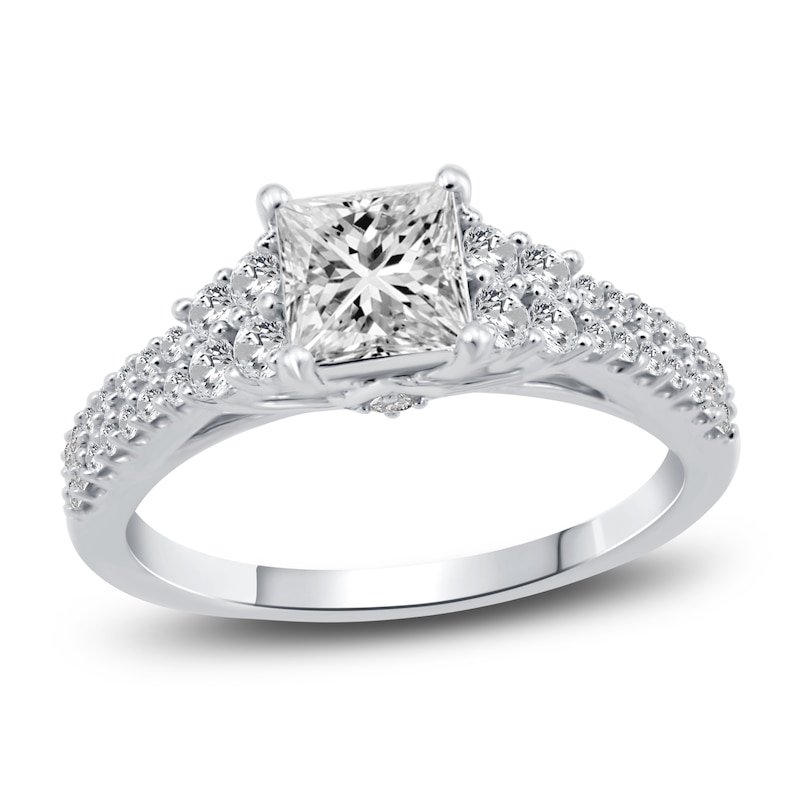 Main Image 1 of Diamond Engagement Ring 1-1/4 ct tw Princess/Round Platinum