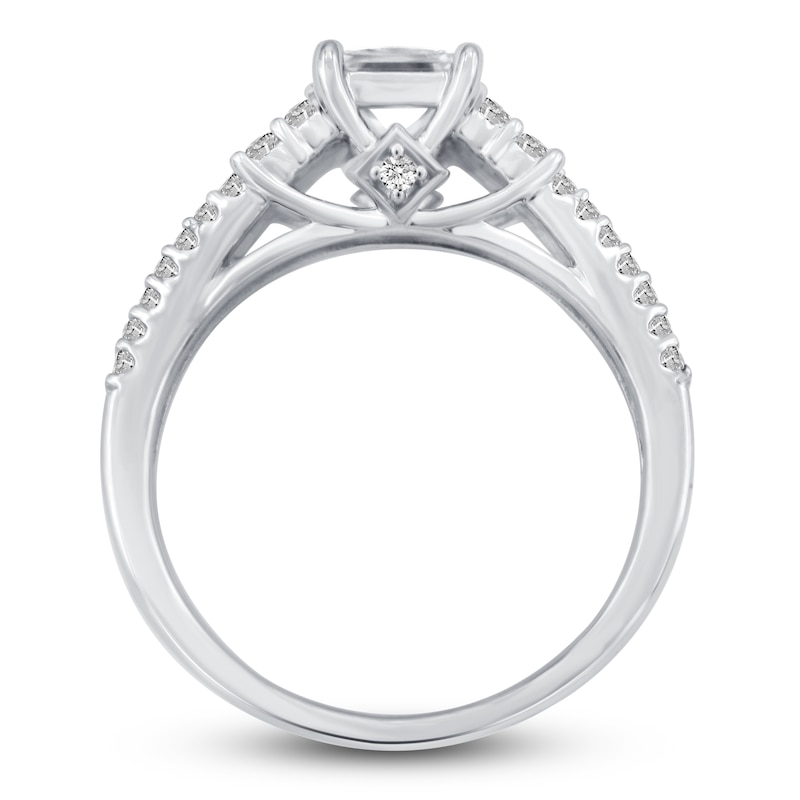 Main Image 2 of Diamond Engagement Ring 1-1/4 ct tw Princess/Round Platinum