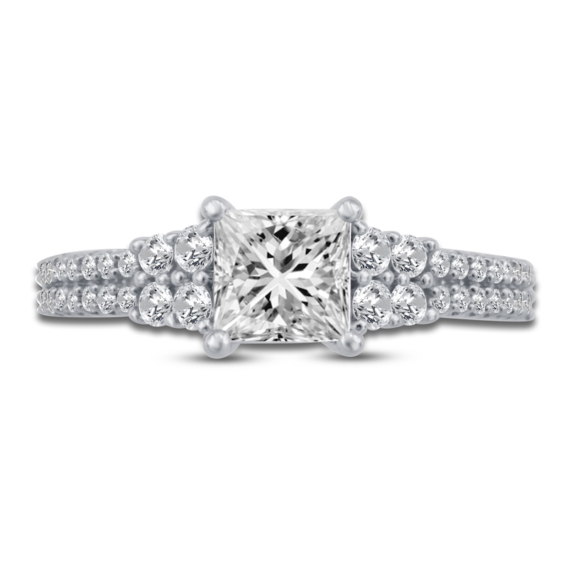 Main Image 4 of Diamond Engagement Ring 1-1/4 ct tw Princess/Round Platinum