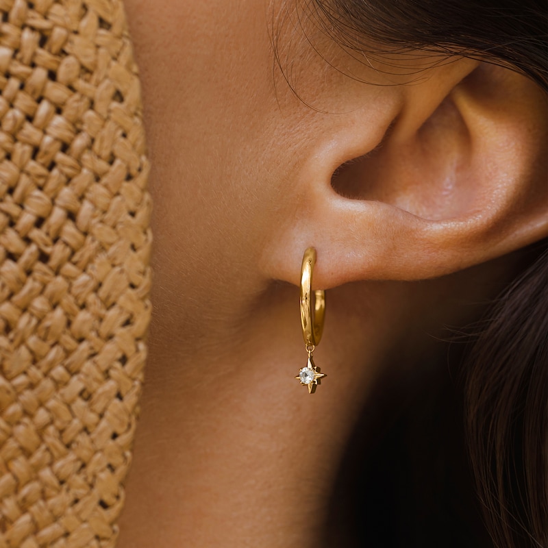 Juliette Maison Natural Aquamarine Starburst Drop Earrings 10K Yellow Gold