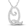 Thumbnail Image 1 of Diamond Initial Q Pendant Necklace 1/10 ct tw Round 10K White Gold