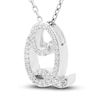 Thumbnail Image 2 of Diamond Initial Q Pendant Necklace 1/10 ct tw Round 10K White Gold