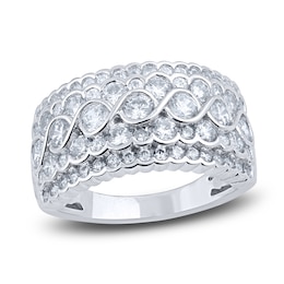 Diamond Wave Anniversary Band 2 ct tw Round 14K White Gold