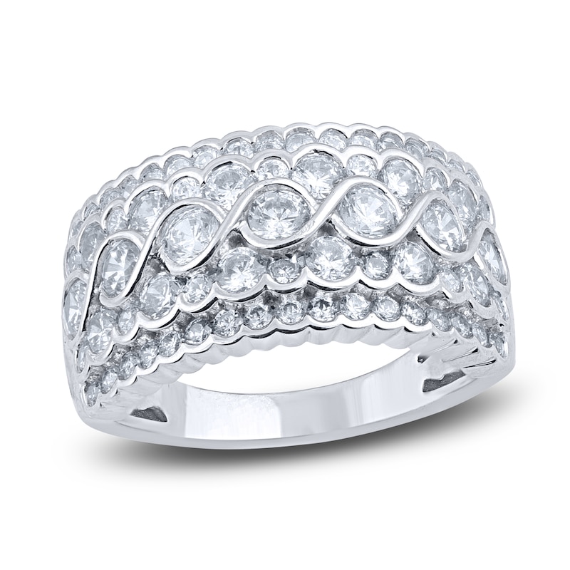 Main Image 1 of Diamond Wave Anniversary Band 2 ct tw Round 14K White Gold