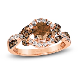 Le Vian Wrapped In Chocolate Diamond Ring 1-1/5 ct tw Round 14K Strawberry Gold