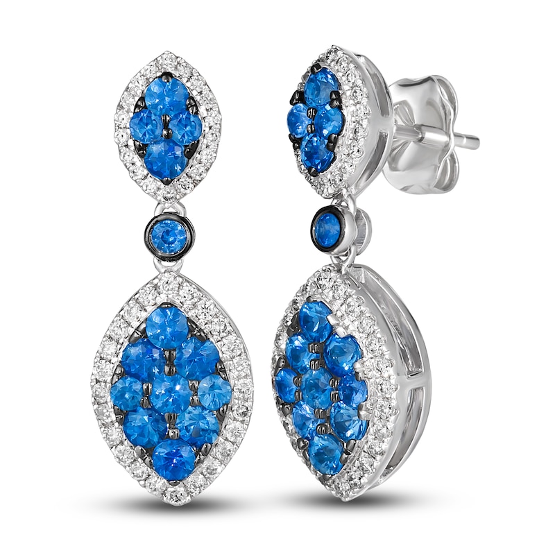 Main Image 1 of Le Vian Natural Blue Sapphire Earrings 1/3 ct tw Diamonds 14K Vanilla Gold