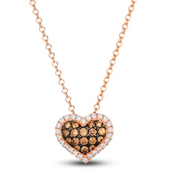 Le Vian Diamond Heart Pendant Necklace 5/8 ct tw Round 14K Strawberry Gold 19&quot;