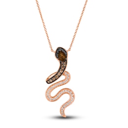 Le Vian Natural Chocolate Quartz Snake Necklace 1/2 ct tw Diamonds Round 14K Strawberry Gold