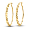 Thumbnail Image 1 of Beaded Oval Hoop Earrings 14K Yellow Gold