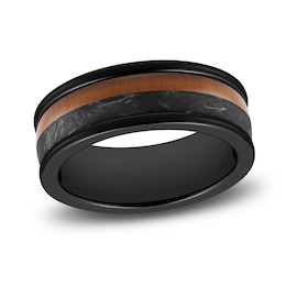 Men's Wood Wedding Band Black Tungsten/Carbon Fiber 8.0mm