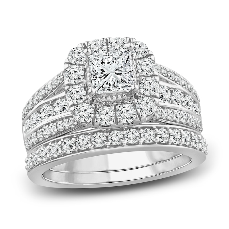 Main Image 1 of Diamond Bridal Set 2 ct tw Princess/Round 14K White Gold