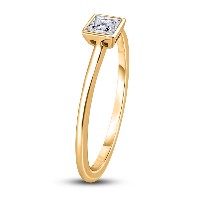 Main Image 2 of Diamond Solitaire Engagement Ring 1/4 ct tw Bezel-Set Princess 14K Yellow Gold (I2/I)