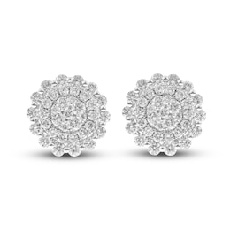 Diamond Stud Earrings 1-1/3 ct tw Round 14K White Gold