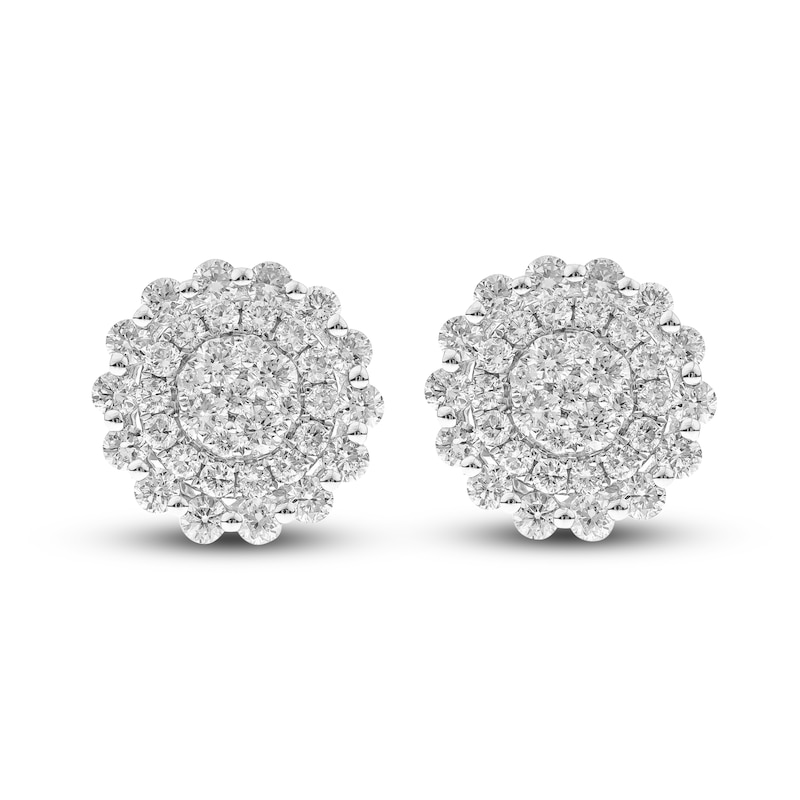 Main Image 1 of Diamond Stud Earrings 1-1/3 ct tw Round 14K White Gold