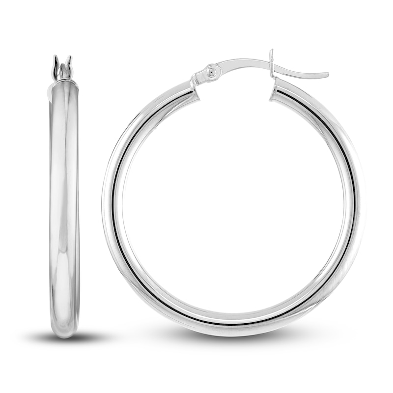 Main Image 2 of Polished Hoop Earrings 14K White Gold 30mm