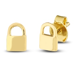 Padlock Stud Earrings 14K Yellow Gold