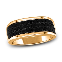 Men's Black Diamond Anniversary Ring 1 ct tw Round 14K Yellow Gold