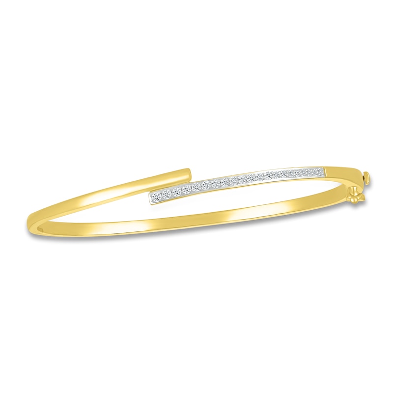 Diamond Bypass Bangle Bracelet 1/4 ct tw Round 10K Yellow Gold