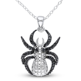 Black Diamond Spider Necklace Diamond Accents Sterling Silver 18&quot;