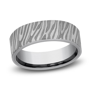 The Ridge: Marble Damascus Steel Men's Wedding Band