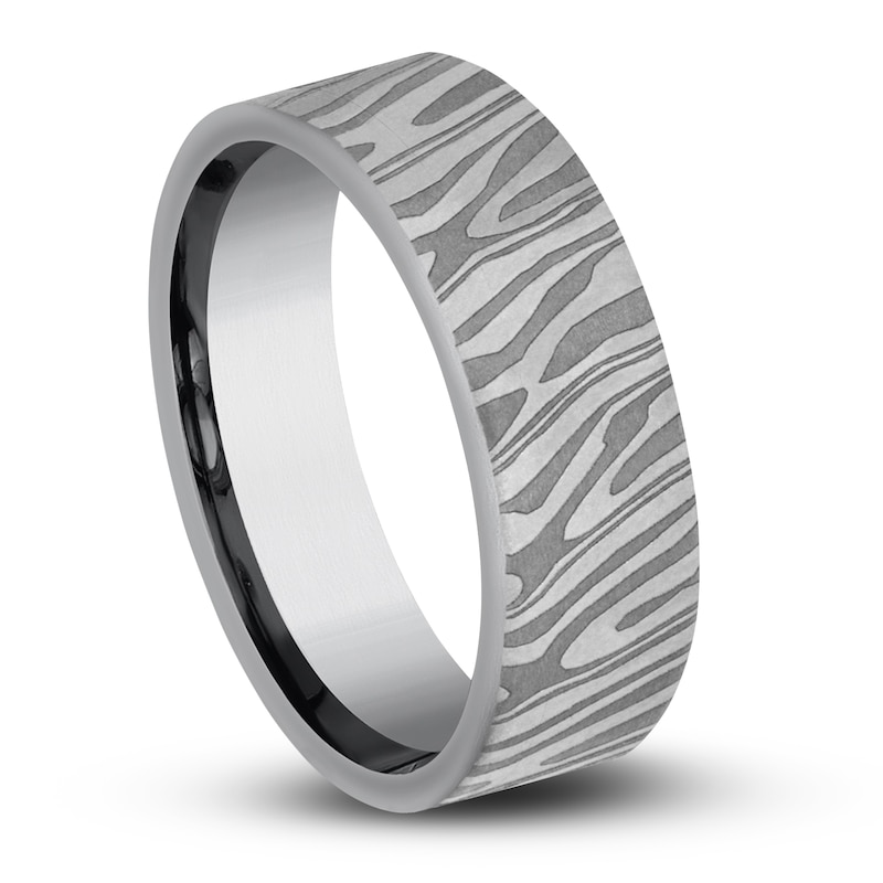 Main Image 2 of Damascus Tiger Stripe Wedding Band Tantalum 7.0mm