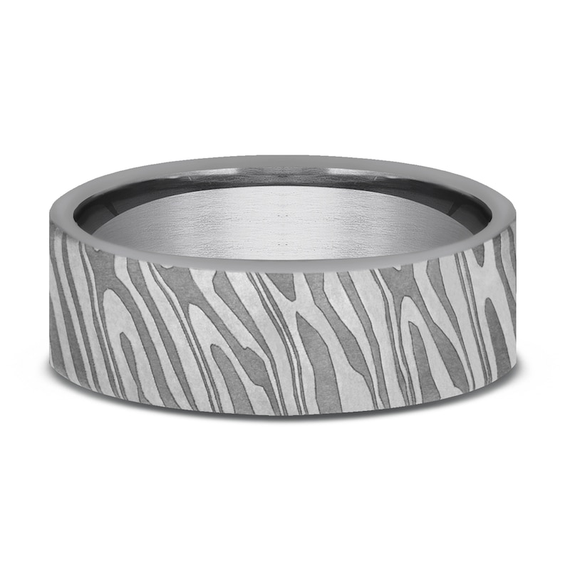 Main Image 3 of Damascus Tiger Stripe Wedding Band Tantalum 7.0mm