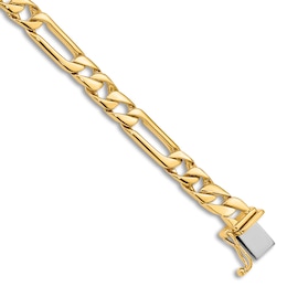 Men's Solid High-Polish Figaro Link Bracelet 14K Yellow Gold 8&quot;