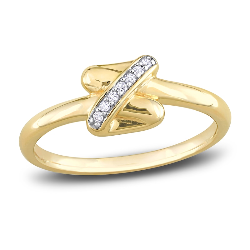 Y-Knot Ring Diamond Accents 14K Yellow Gold