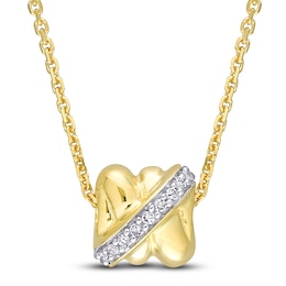 Y-Knot Diamond Slide Necklace 1/10 ct tw Round 14K Yellow Gold 18&quot;