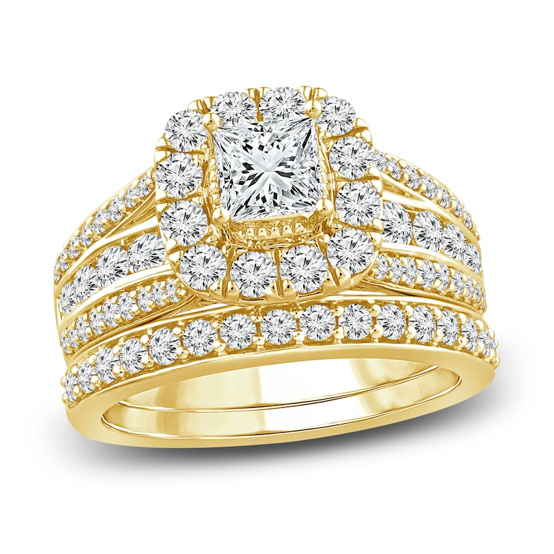 Main Image 1 of Diamond Bridal Set 2 ct tw Princess/Round 14K Yellow Gold