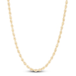 Solid Silk Rope Chain Necklace 14K Yellow Gold 24&quot; 3.7mm