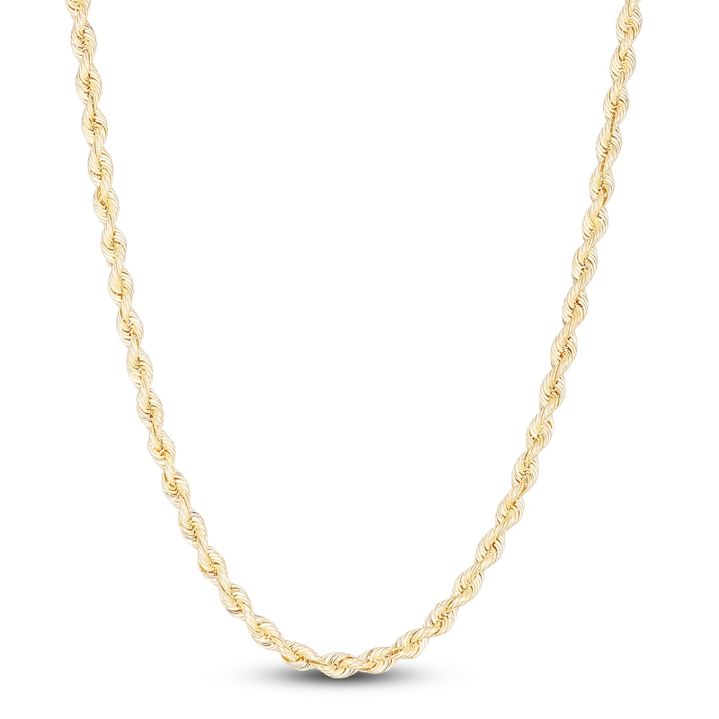 Main Image 1 of Solid Silk Rope Chain Necklace 14K Yellow Gold 24&quot; 3.7mm