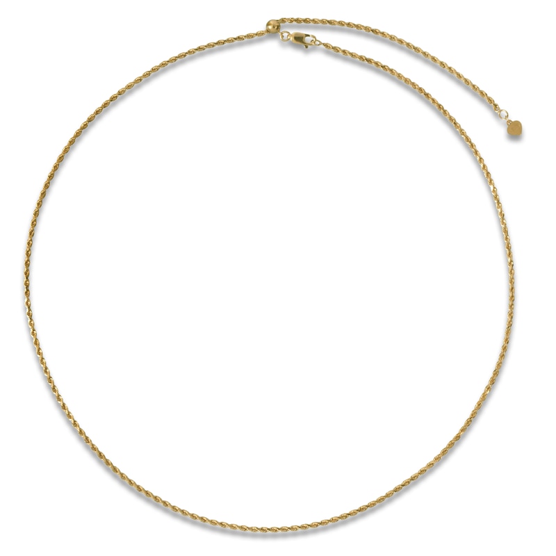 Semi-Solid Diamond-Cut Rope Chain Necklace 14K Yellow Gold 24" 2mm