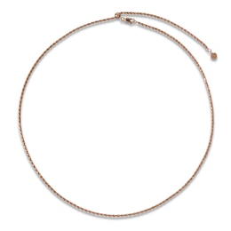 Semi-Solid Diamond-Cut Rope Chain Necklace 14K Rose Gold 24&quot; 2mm