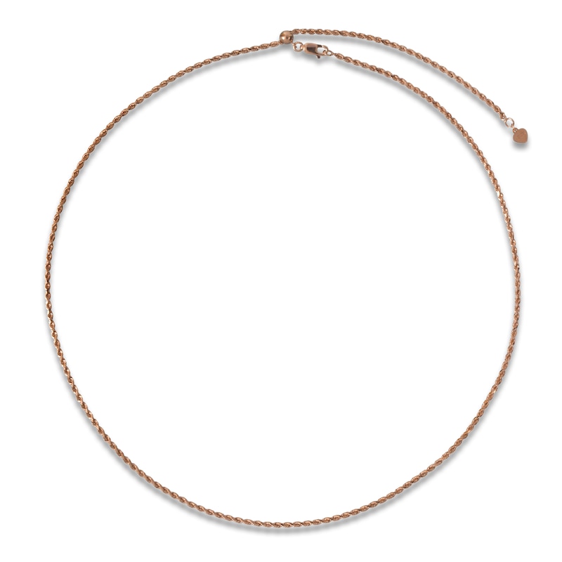 Semi-Solid Diamond-Cut Rope Chain Necklace 14K Rose Gold 24" 2mm