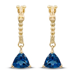 Natural London Blue Topaz Earrings 14K Yellow Gold