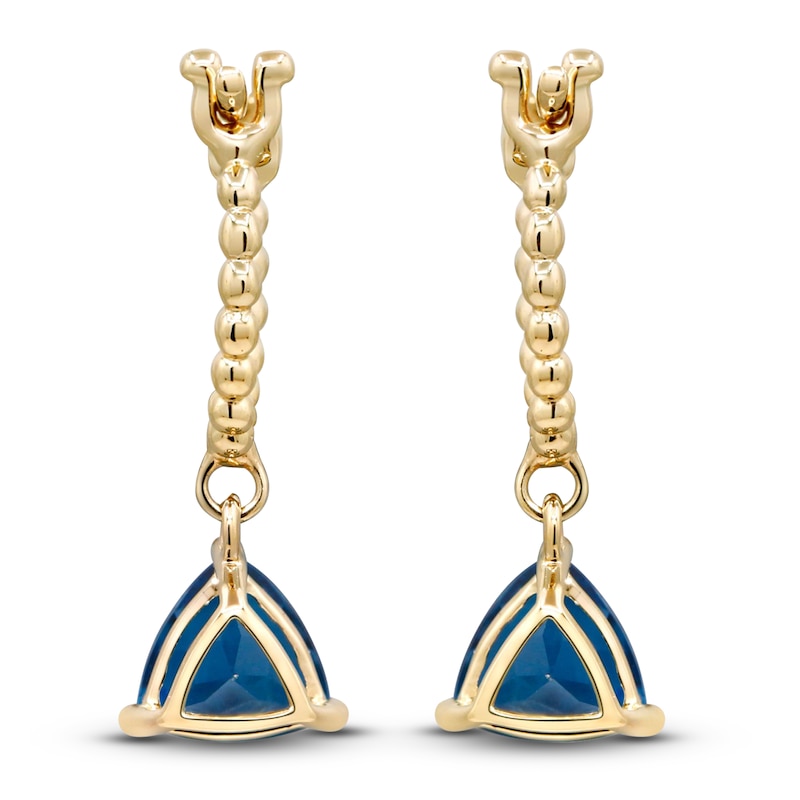 Main Image 3 of Natural London Blue Topaz Earrings 14K Yellow Gold