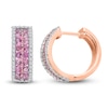 Thumbnail Image 1 of Kallati Round-Cut Natural Pink Sapphire Hoop Earrings 1/2 ct tw Diamonds 14K Rose Gold