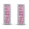 Thumbnail Image 2 of Kallati Round-Cut Natural Pink Sapphire Hoop Earrings 1/2 ct tw Diamonds 14K Rose Gold