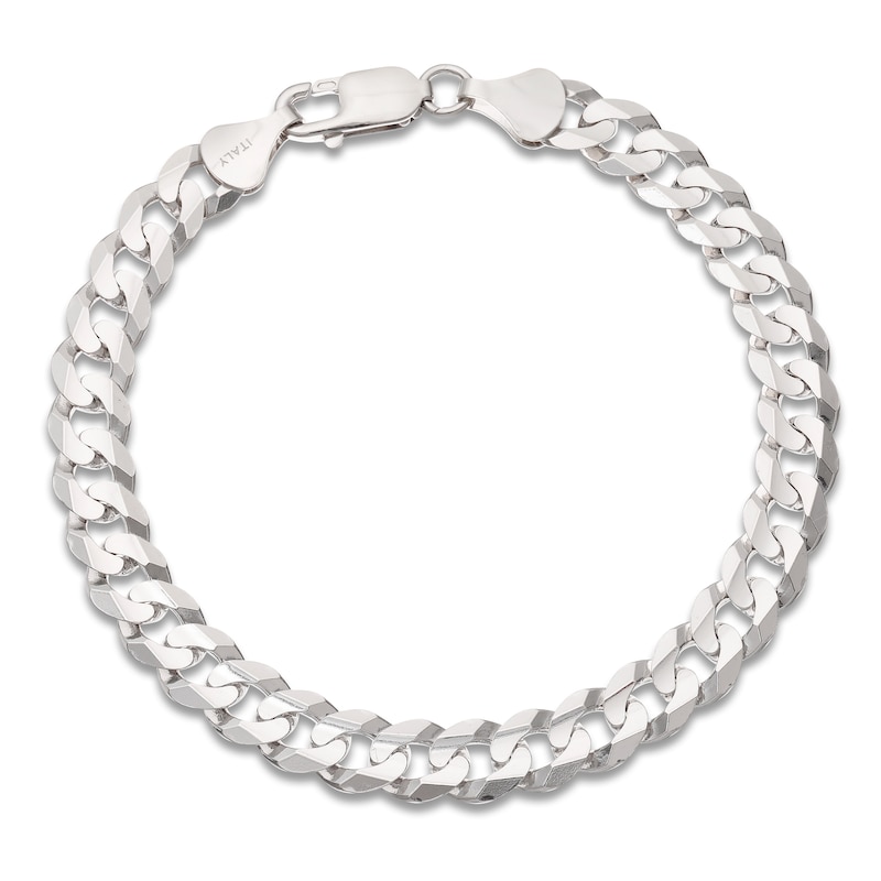 Main Image 1 of Solid Curb Bracelet 10K White Gold 8.5&quot;