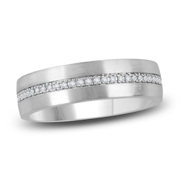 Men's Diamond Wedding Band 1/3 ct tw Round 14K White Gold