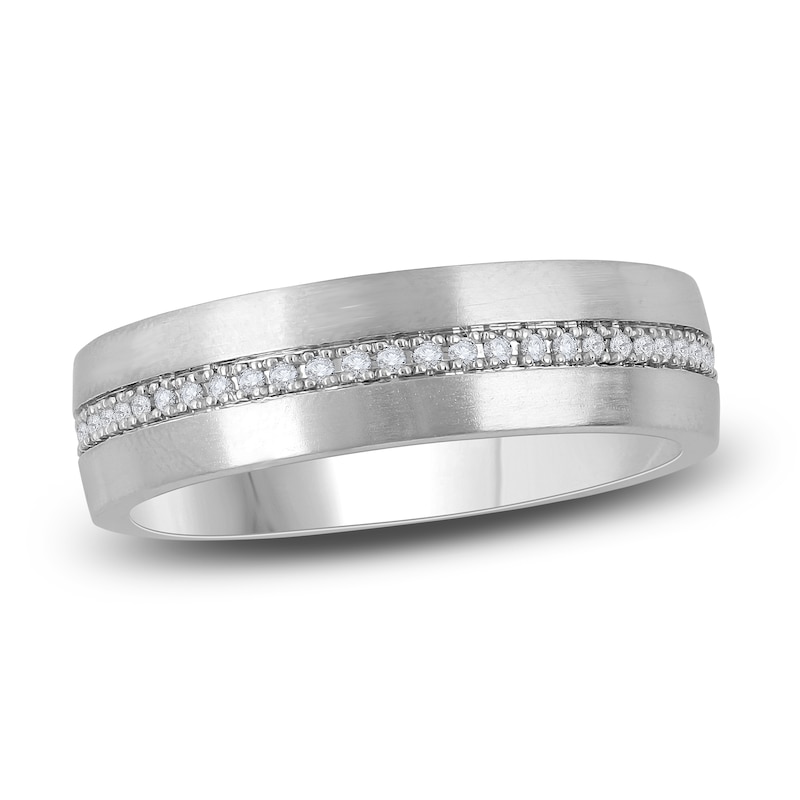 Main Image 1 of Men's Diamond Wedding Band 1/3 ct tw Round 14K White Gold