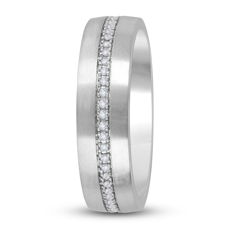 Main Image 3 of Men's Diamond Wedding Band 1/3 ct tw Round 14K White Gold