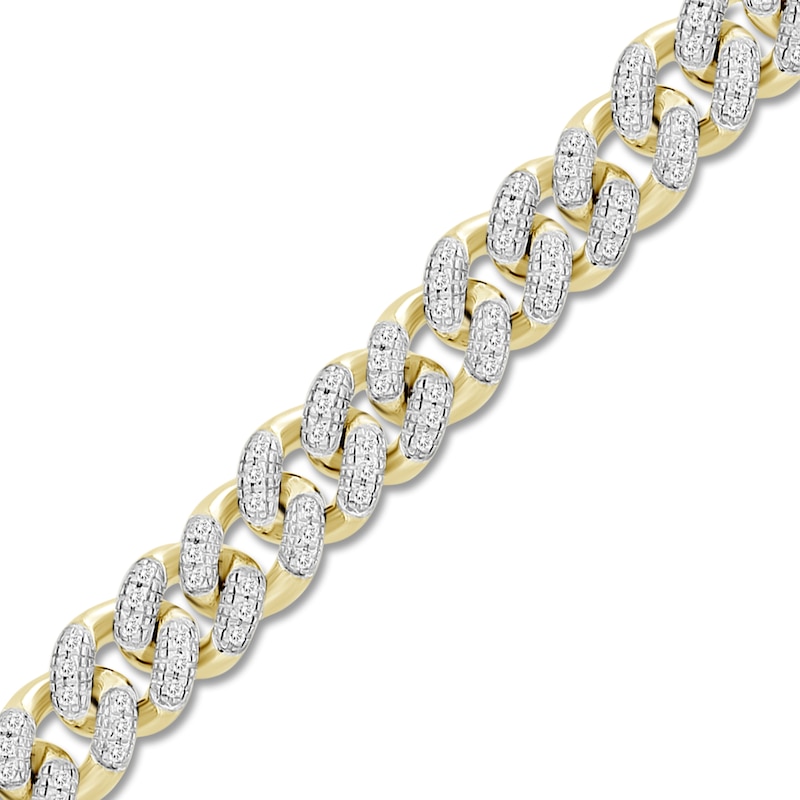 Men's Diamond Curb Bracelet 1 ct tw Round 10K Yellow Gold 8.5"