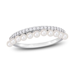 Freshwater Cultured Pearl Seed Ring 1/6 ct tw Round 14K White Gold