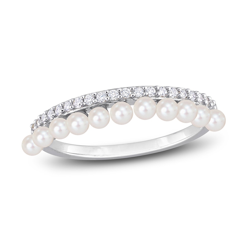 Freshwater Cultured Pearl Seed Ring 1/6 ct tw Round 14K White Gold