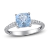 Thumbnail Image 1 of Cushion-Cut  Natural Aquamarine & Diamond Engagement Ring 1/8 ct tw 14K White Gold