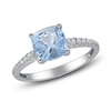 Thumbnail Image 2 of Cushion-Cut  Natural Aquamarine & Diamond Engagement Ring 1/8 ct tw 14K White Gold