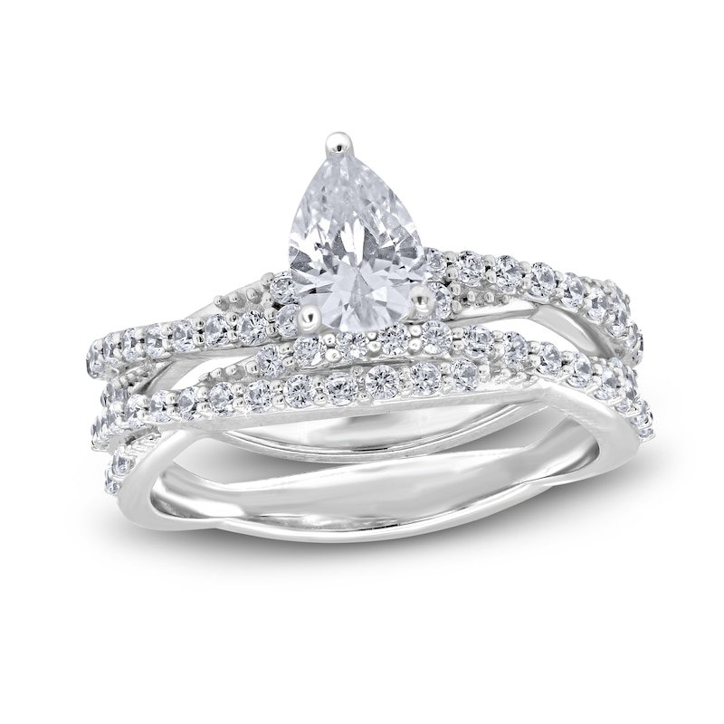 Pear & Round-Cut Diamond Bridal Set 1-1/4 ct tw 14K White Gold