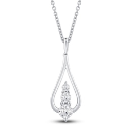 Diamond 3-Stone Pendant Necklace 1/3 ct tw 10K White Gold